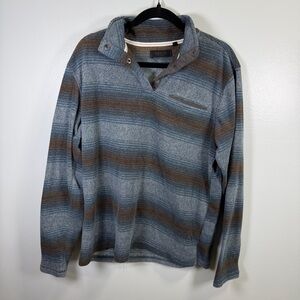 Dkota Grizzly Axle Blue and Brown Striped Men's 3/4 Zip Pullover Sz Large